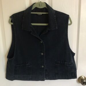 Eileen Fisher Blue Cropped Denim Vest